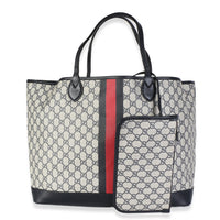 Gucci Navy GG Supreme Canvas Web Ophidia Large Foldable Tote Handbag id