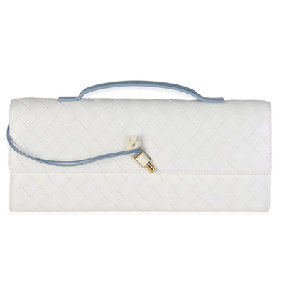 Bottega Veneta Mineral Alabaster Bicolor Intrecciato Nappa Andiamo Clutch Handbag id
