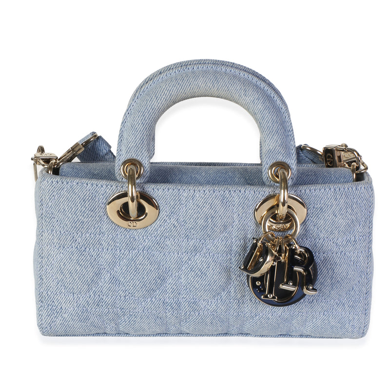 Christian Dior Light Blue Denim Cannage Small Lady D Joy Handbag id