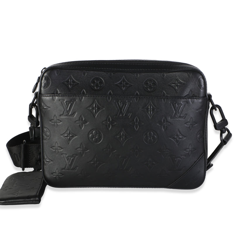 Louis Vuitton Black Calfskin Monogram Shadow Duo Messenger Bag Handbag id
