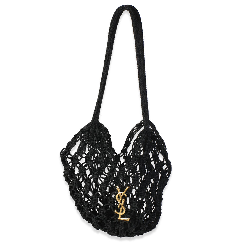Saint Laurent Black Crochet Small Shopping Bag Handbag id