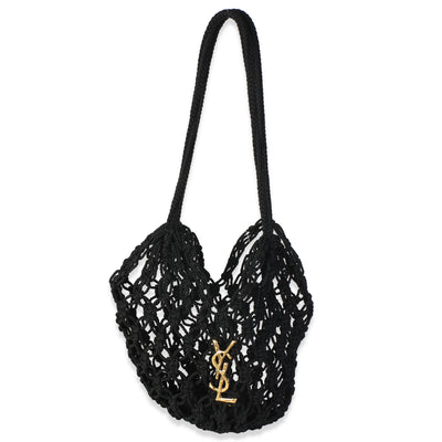 Saint Laurent Black Crochet Small Shopping Bag Handbag id
