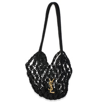 Saint Laurent Black Crochet Small Shopping Bag Handbag id
