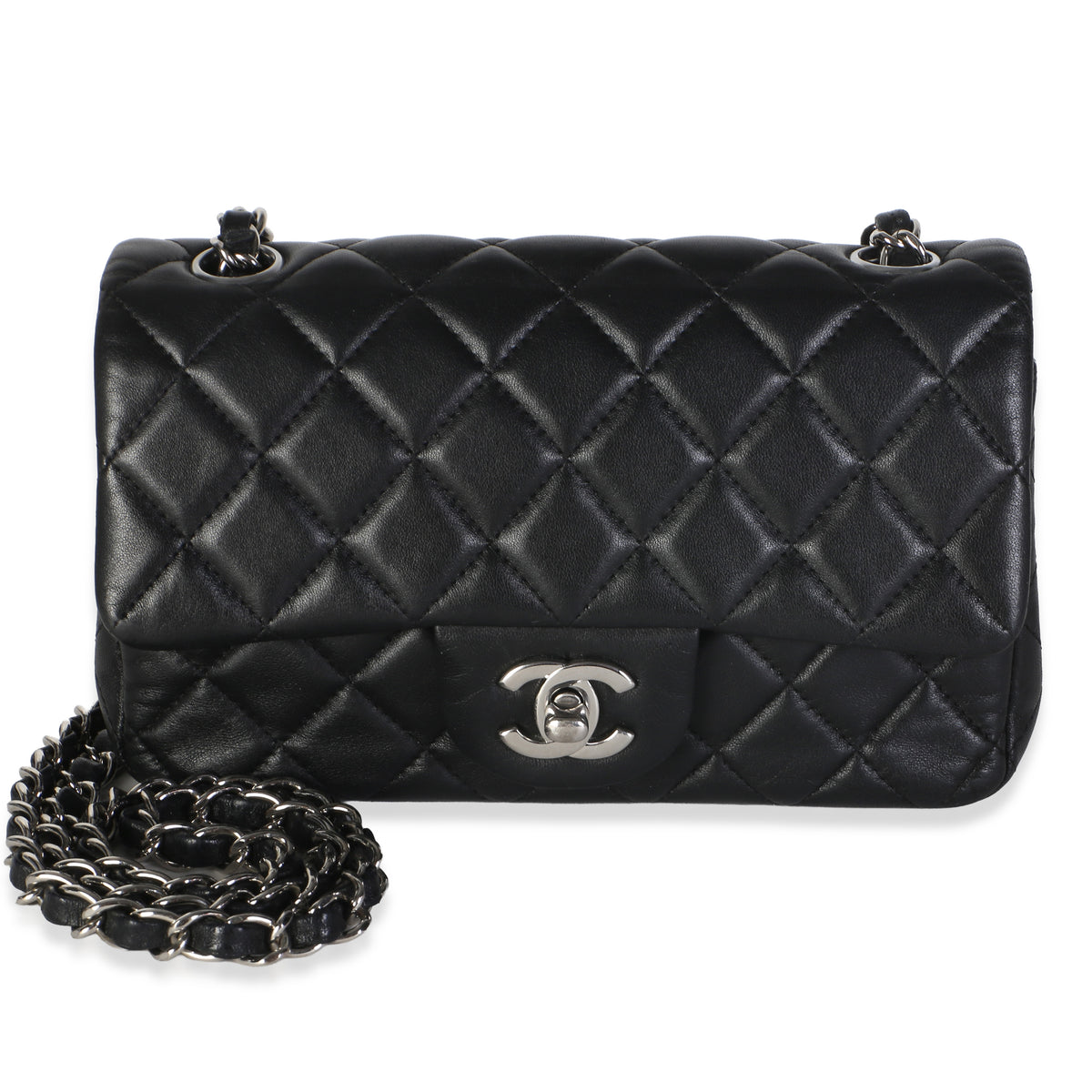 Chanel Black Quilted Lambskin Mini Rectangular Flap Bag Handbag id