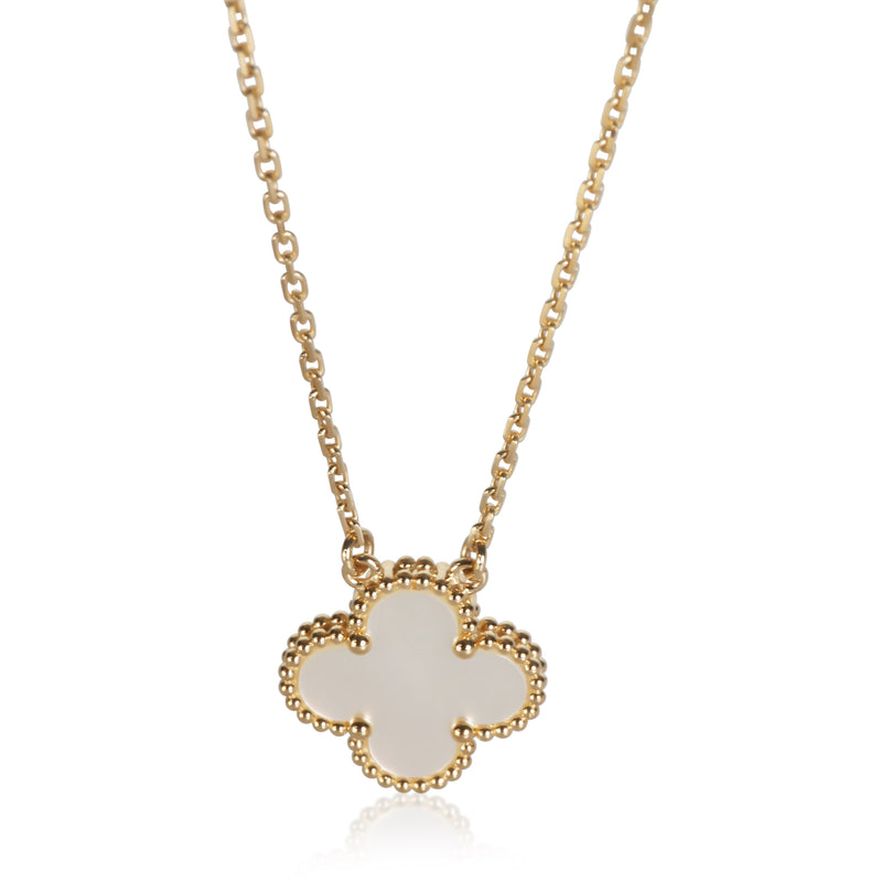 Van Cleef & Arpels Yellow Gold Mother Of Pearl Vintage Alhambra Pendant fv