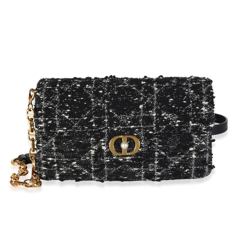 Christian Dior Black White Tweed Cannage Mini Jolie Chain Bag Handbag id