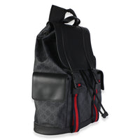Gucci Black Soft GG Supreme Canvas Calfskin Web Double Buckle Backpack Handbag 3