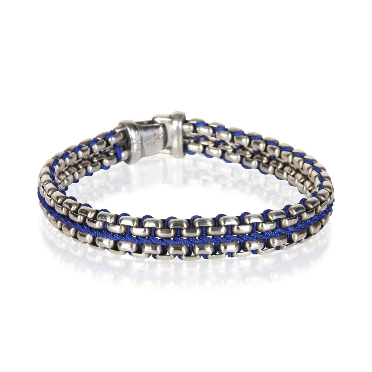 David Yurman Sterling Silver Woven Box Chain Bracelet fv