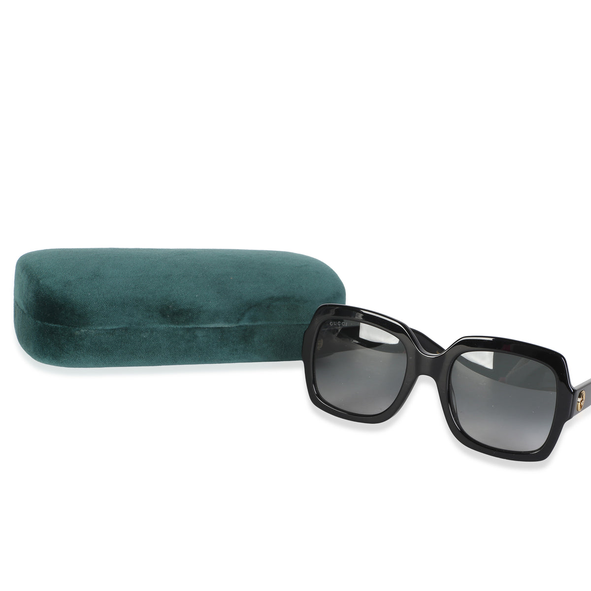 Gucci Black Acetate Interlocking GG Square Lens Sunglasses id