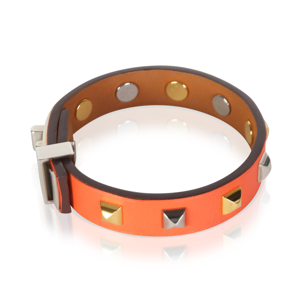 Hermès Gold Plated Mini Dog Clous Carres Studded Bracelet 2