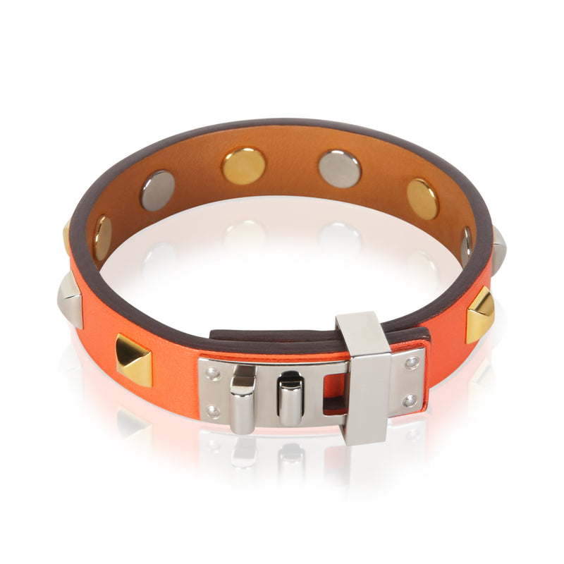 Hermès Gold Plated Mini Dog Clous Carres Studded Bracelet fv