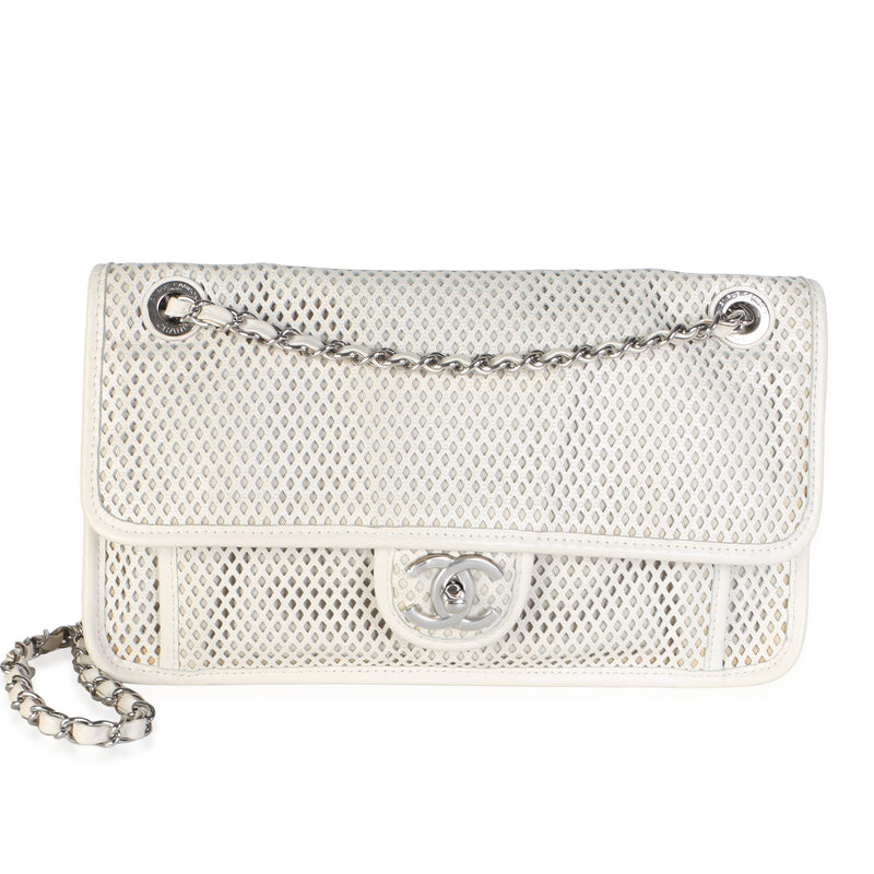 Chanel White Perforated Calfskin Medium Up In The Air Flap Bag Handbag id