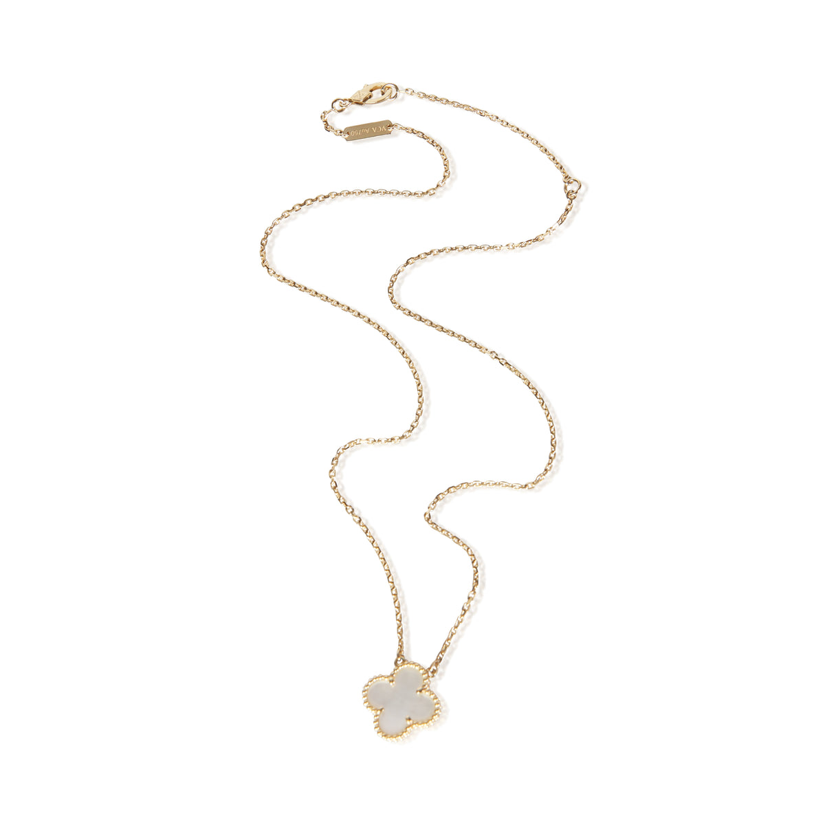 Van Cleef & Arpels Yellow Gold Mother Of Pearl Vintage Alhambra Pendant 3