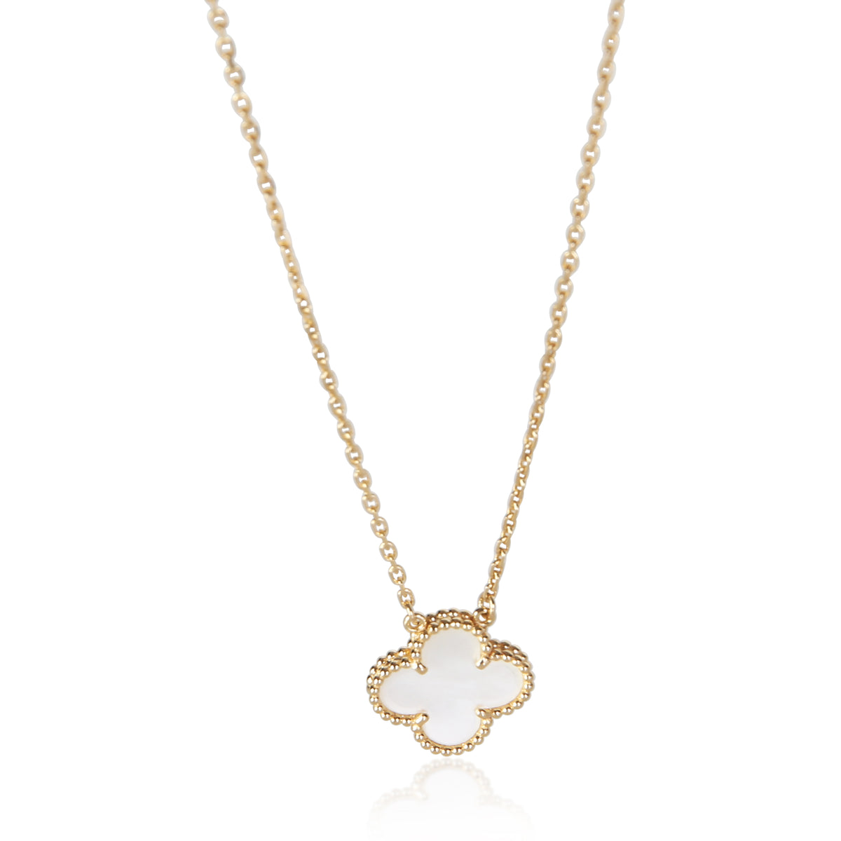 Van Cleef & Arpels Yellow Gold Mother Of Pearl Vintage Alhambra Pendant fv