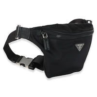 Prada Black Re Nylon Saffiano Logo Plate Belt Bag Handbag 4