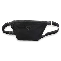 Prada Black Re Nylon Saffiano Logo Plate Belt Bag Handbag id