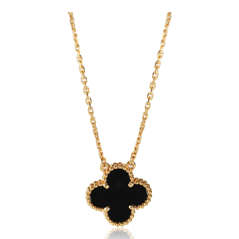 Van Cleef & Arpels Yellow Gold Onyx Vintage Alhambra Pendant