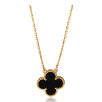 Van Cleef & Arpels Yellow Gold Onyx Vintage Alhambra Pendant