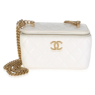Chanel White Quilted Lambskin Pillow Crush Vanity With Chain Handbag id