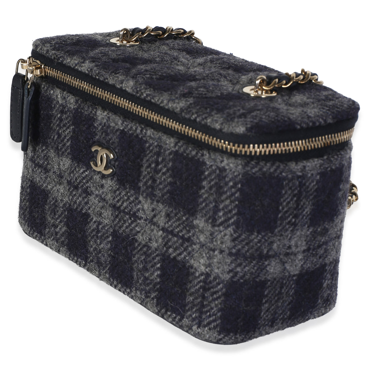 Chanel Blue Multicolor Tweed Small Vanity Case With Chain Handbag 2