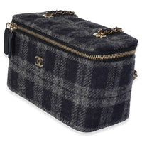 Chanel Blue Multicolor Tweed Small Vanity Case With Chain Handbag 2