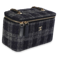 Chanel Blue Multicolor Tweed Small Vanity Case With Chain Handbag 3