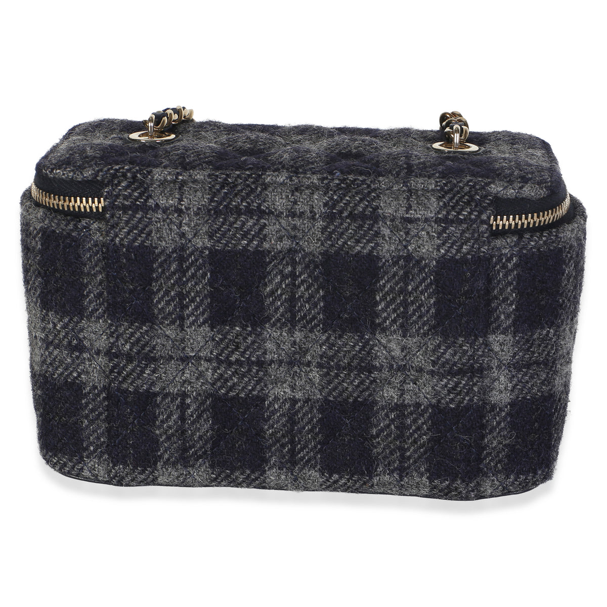 Chanel Blue Multicolor Tweed Small Vanity Case With Chain Handbag 4