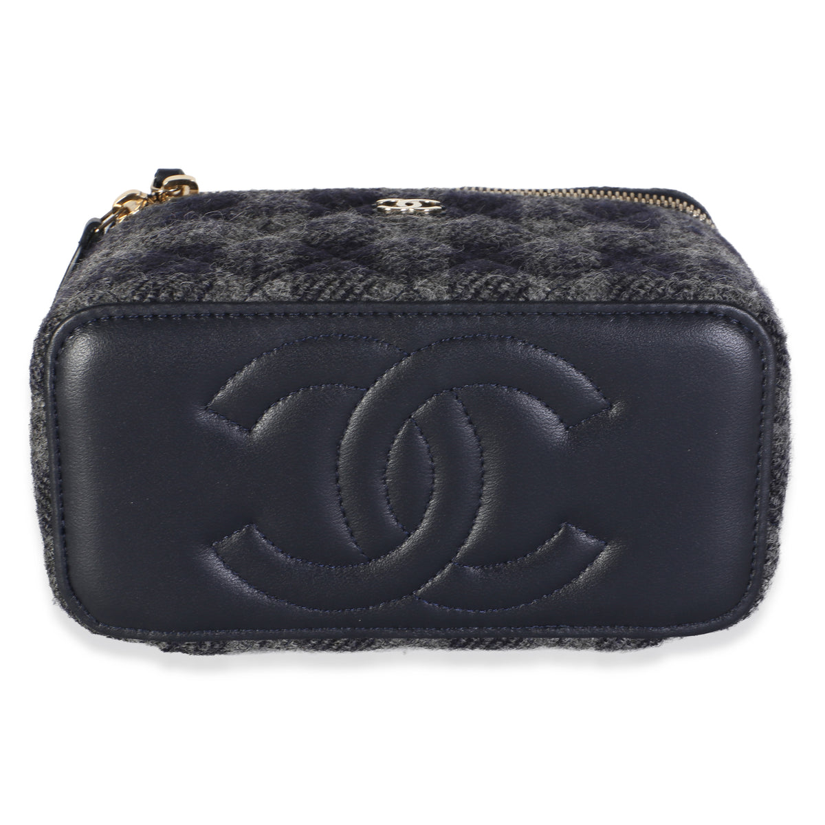 Chanel Blue Multicolor Tweed Small Vanity Case With Chain Handbag 5