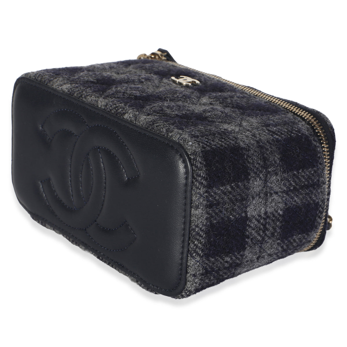 Chanel Blue Multicolor Tweed Small Vanity Case With Chain Handbag 6