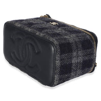 Chanel Blue Multicolor Tweed Small Vanity Case With Chain Handbag 6