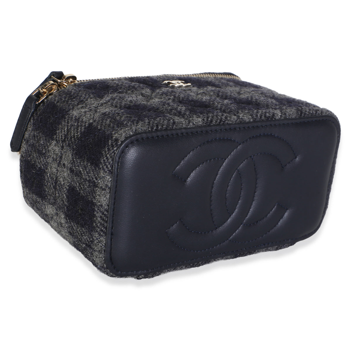 Chanel Blue Multicolor Tweed Small Vanity Case With Chain Handbag 7
