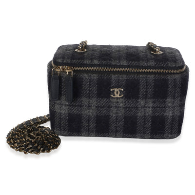 Chanel Blue Multicolor Tweed Small Vanity Case With Chain Handbag id