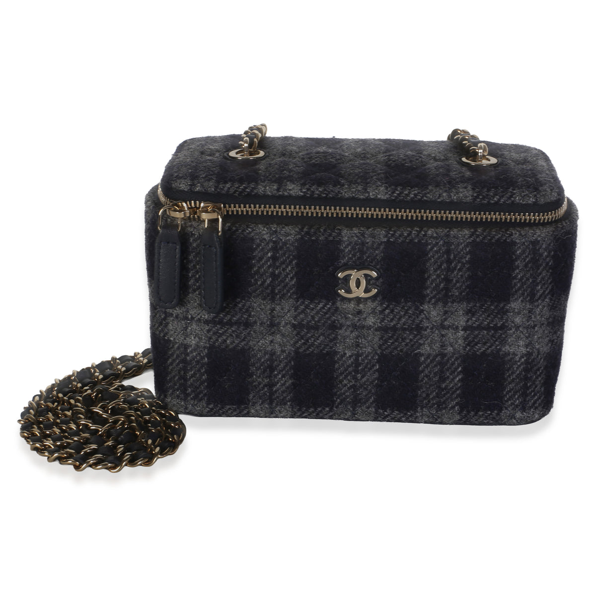 Chanel Blue Multicolor Tweed Small Vanity Case With Chain Handbag id