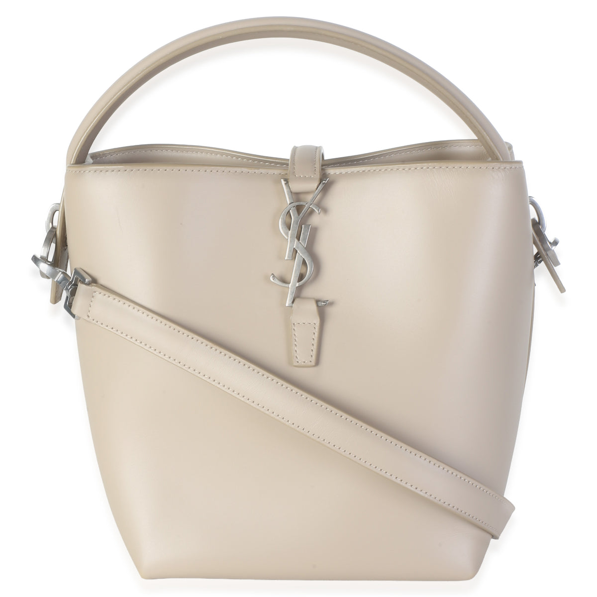 Saint Laurent Cream Shiny Calfskin Small Le 37 Bucket Bag Handbag id