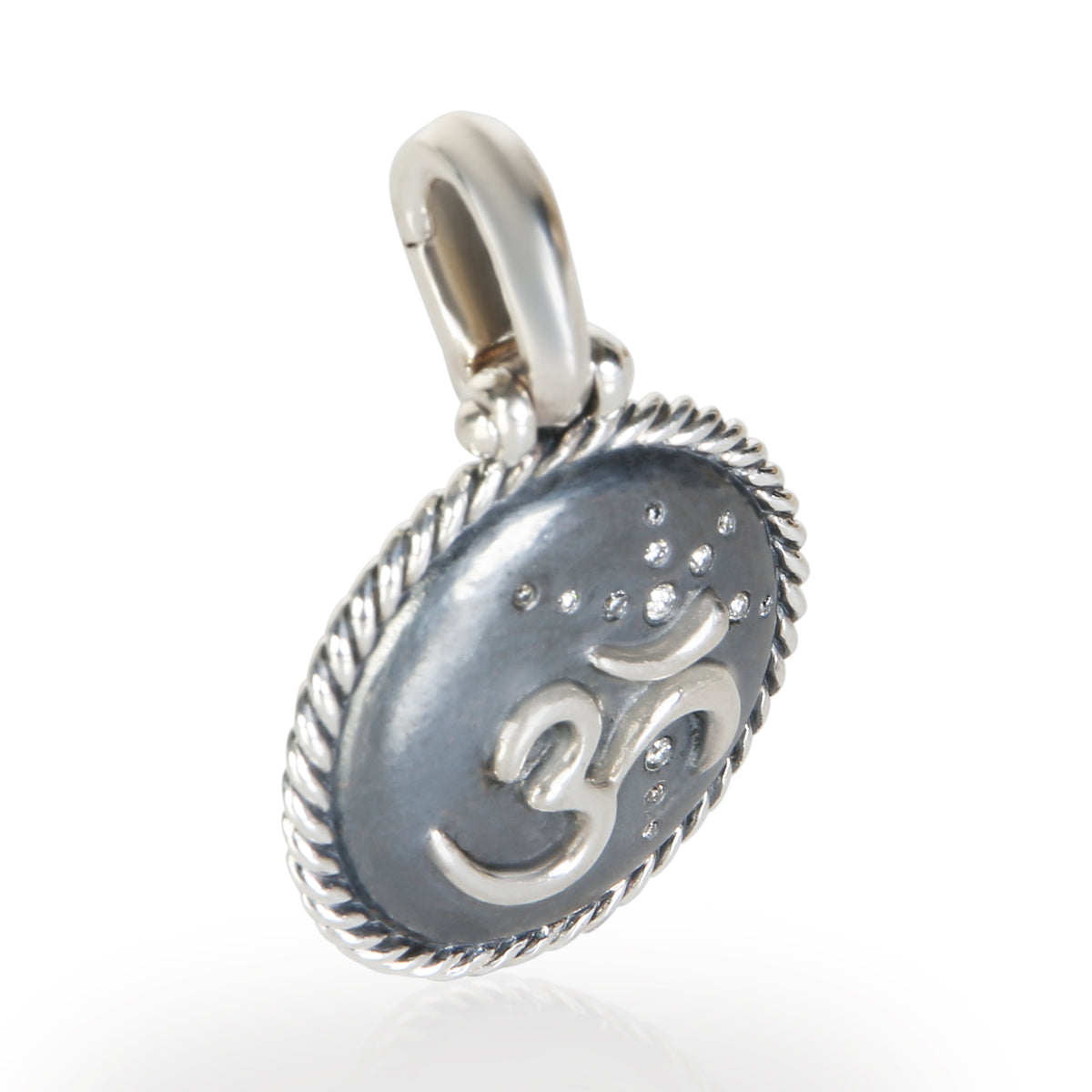 David Yurman Sterling Silver Diamond Om Amulet Pendant 2