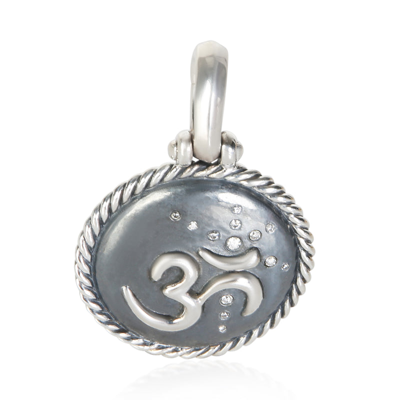 David Yurman Sterling Silver Diamond Om Amulet Pendant fv