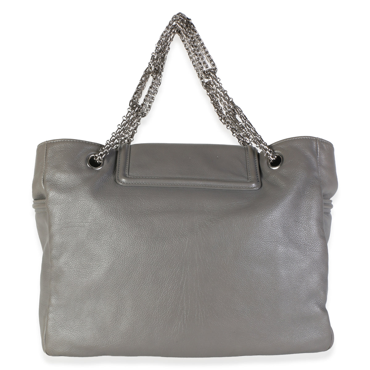Chanel Grey Calfskin Mademoiselle Lock Bijoux Chain Tote Handbag 3