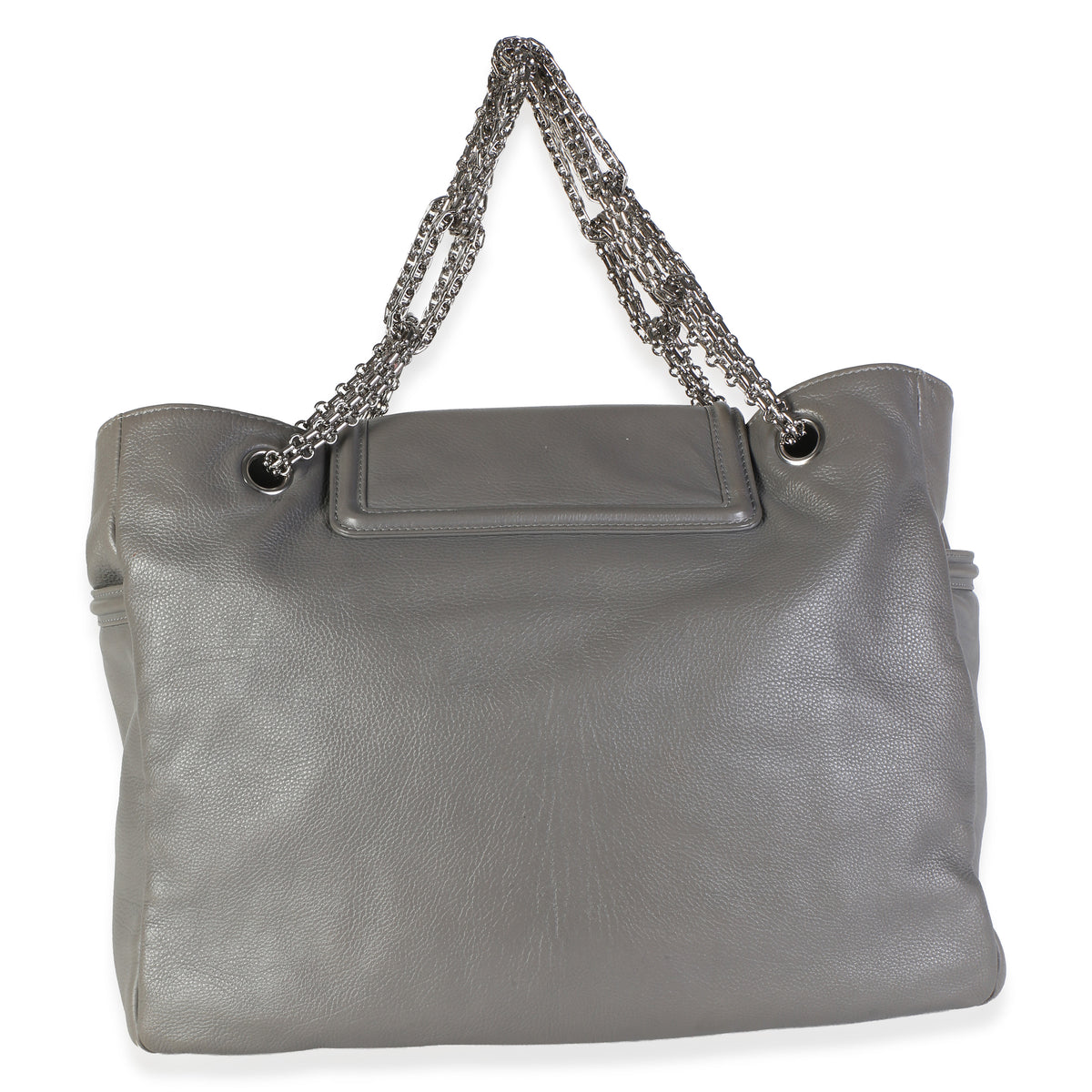 Chanel Grey Calfskin Mademoiselle Lock Bijoux Chain Tote Handbag 5