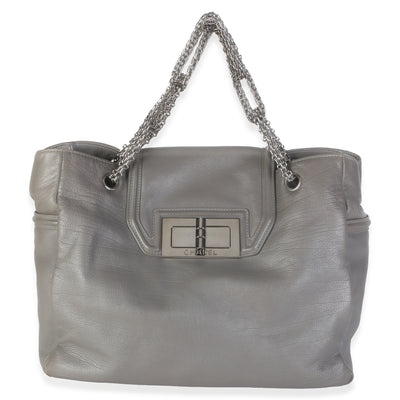 Chanel Grey Calfskin Mademoiselle Lock Bijoux Chain Tote Handbag id