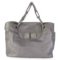 Chanel Grey Calfskin Mademoiselle Lock Bijoux Chain Tote Handbag id