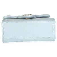 Chanel Light Blue Quilted Lambskin Mini Top Handle Clutch With Chain Handbag 5