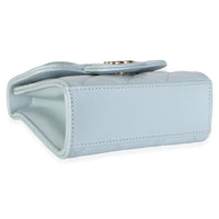 Chanel Light Blue Quilted Lambskin Mini Top Handle Clutch With Chain Handbag 7