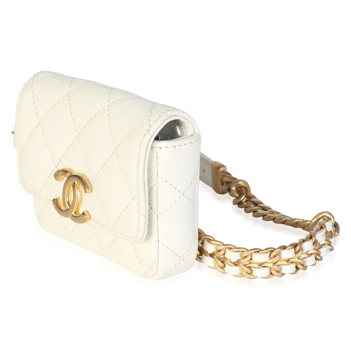 Chanel White Caviar Quilted Melody Chain Belt Bag Handbag 2