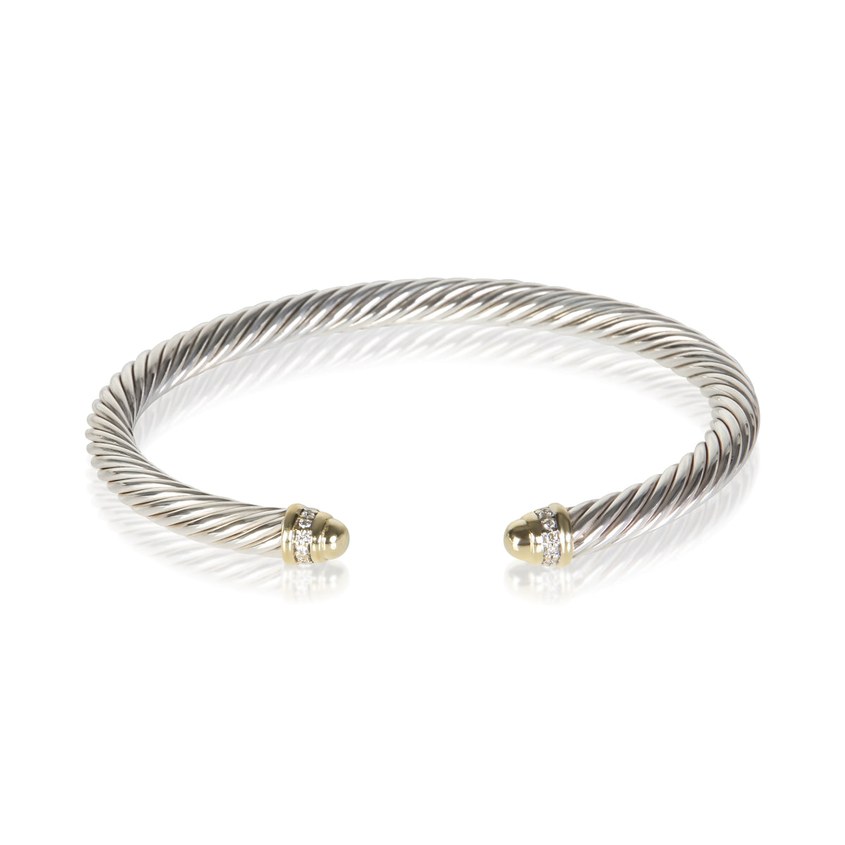 David Yurman Yellow Gold & Sterling Silver Diamond Cable Classic Bracelet 3