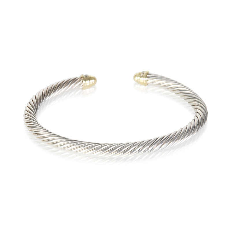 David Yurman Yellow Gold & Sterling Silver Diamond Cable Classic Bracelet fv