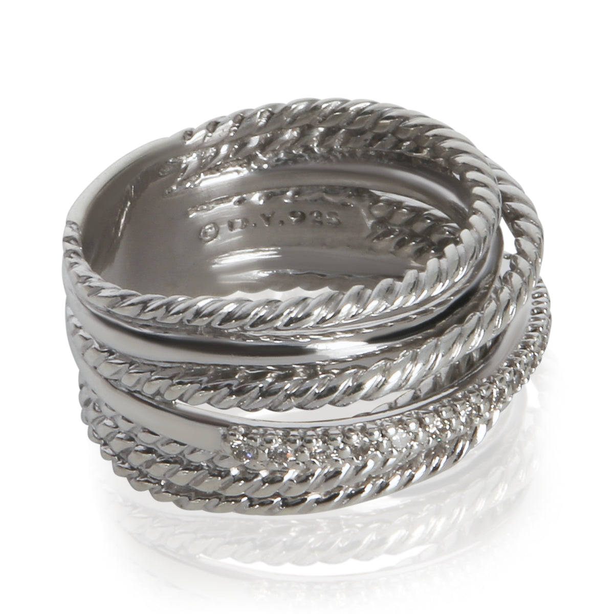 David Yurman Sterling Silver Diamond Crossover Ring