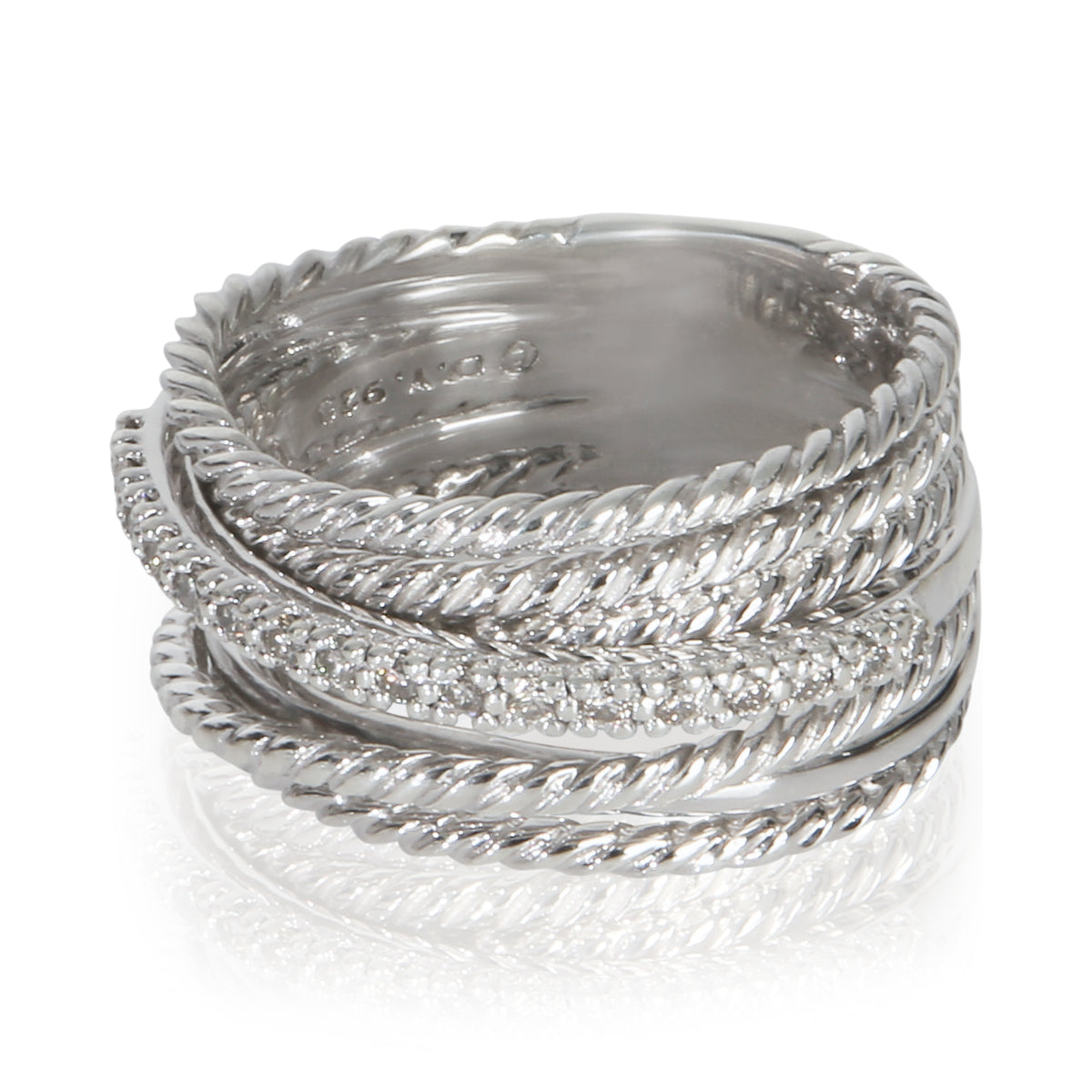 David Yurman Sterling Silver Diamond Crossover Ring