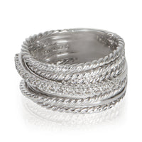 David Yurman Sterling Silver Diamond Crossover Ring