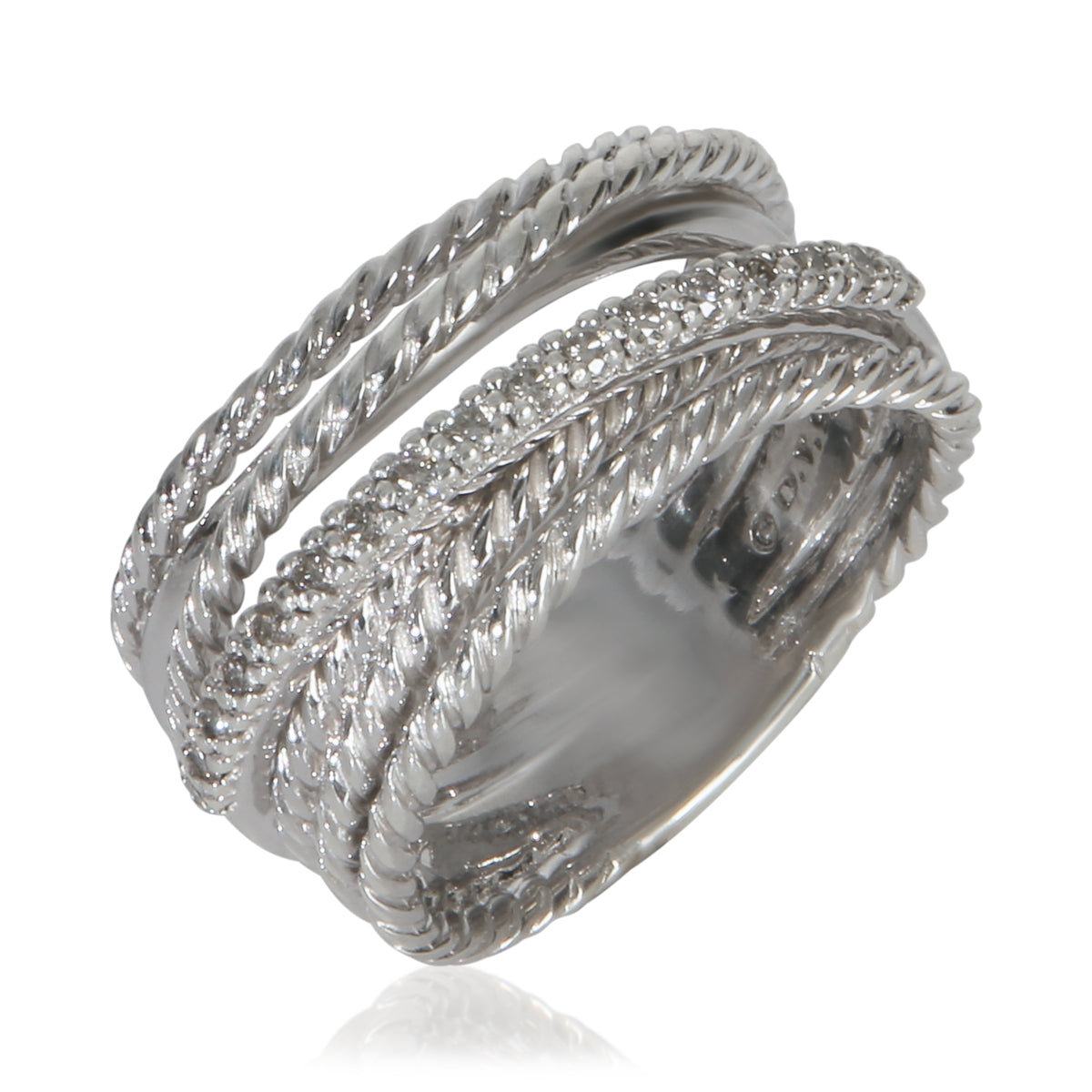 David Yurman Sterling Silver Diamond Crossover Ring