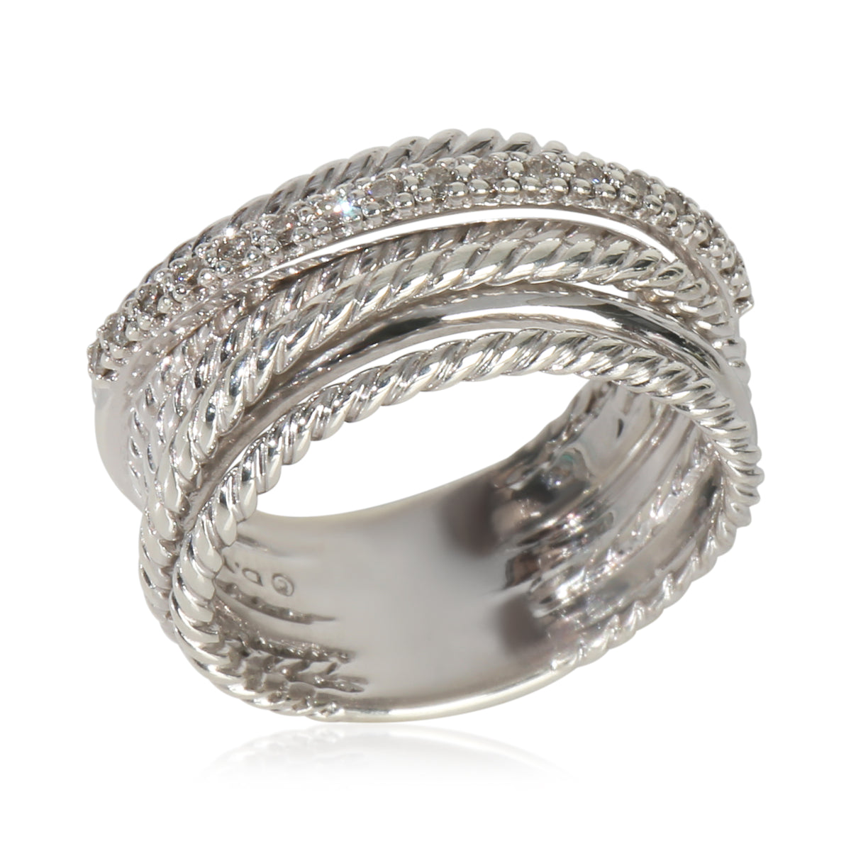 David Yurman Sterling Silver Diamond Crossover Ring